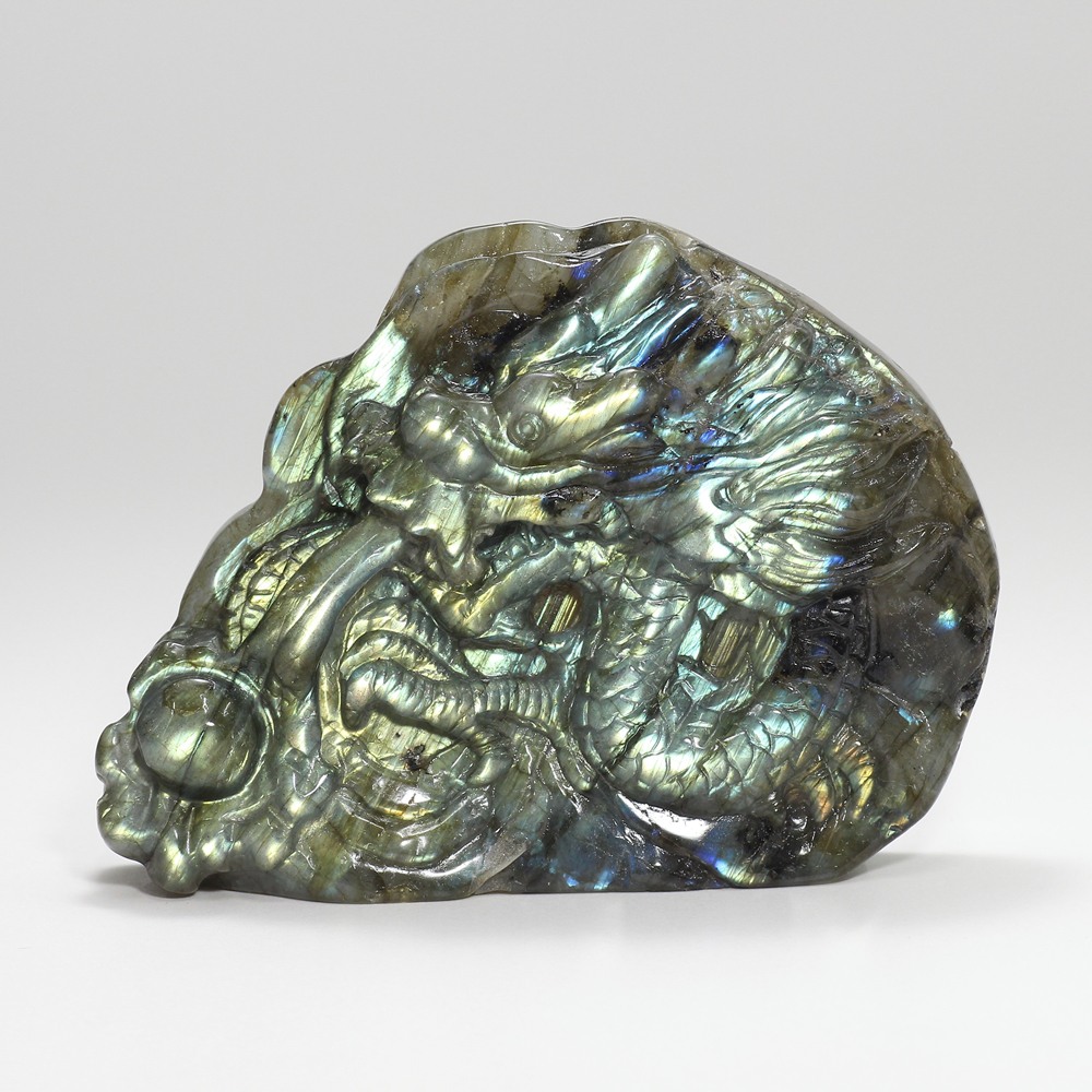 天然石マニカラン共生の龍置物彫物NO.081905