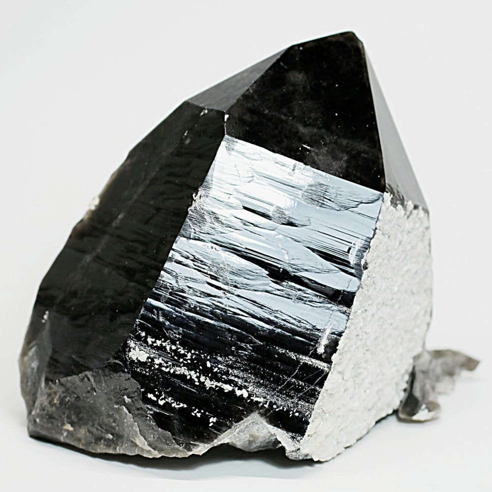 山東省産]フラワーカルサイトオン天然モリオン原石（黒水晶ナチュラル