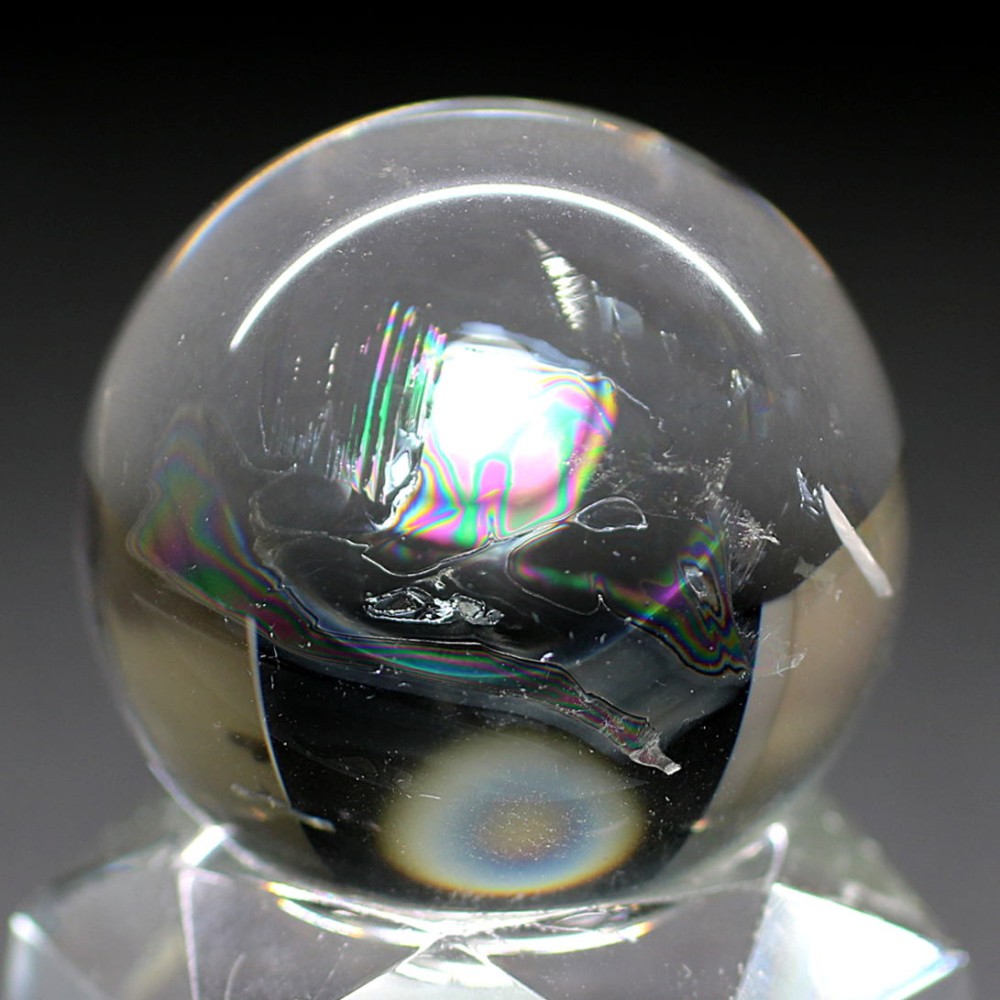 [高品質]レインボー水晶玉/アイリスクォーツスフィア（丸玉直径31.0mm）