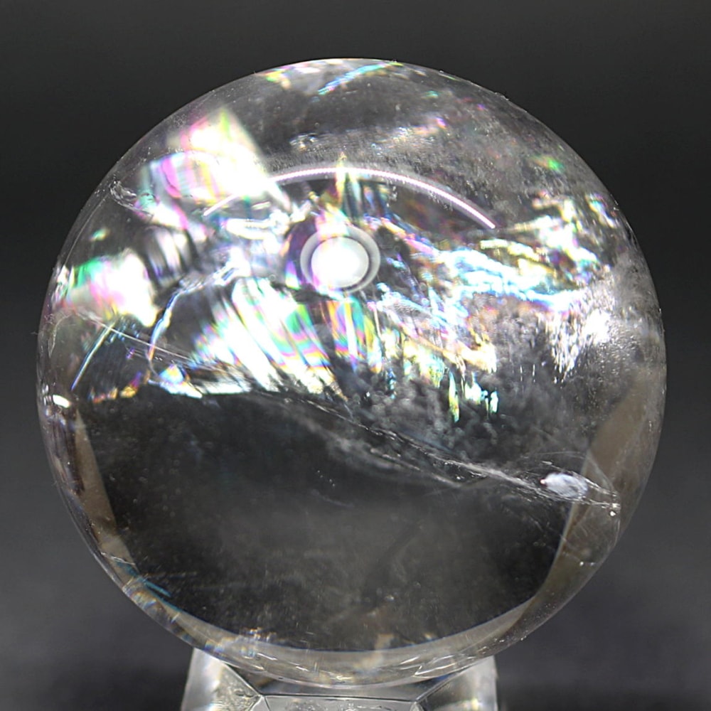 [ブラジル産]レインボー水晶玉/アイリスクォーツスフィア（丸玉直径49.6mm）